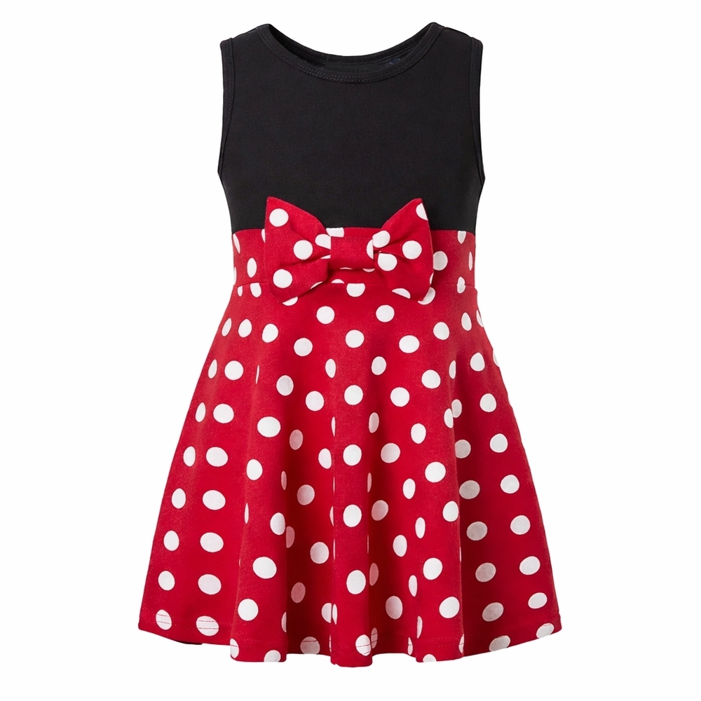 Toddler Red Polka Dot Bow Dress Minnie Style Girls 3T 4T Sleeveless